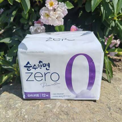 韩国可绿纳乐进口卫生巾zero纯棉零系列夜用33cm12片带护翼女学生