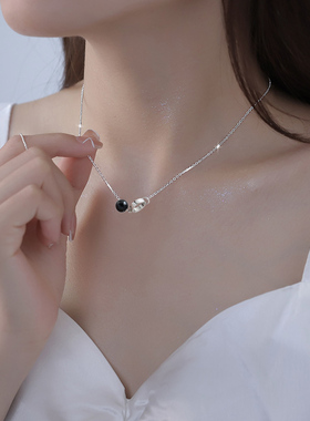 黑色圆珠环项链女轻奢小众设计感冷淡风气质百搭锁骨链2026新爆款