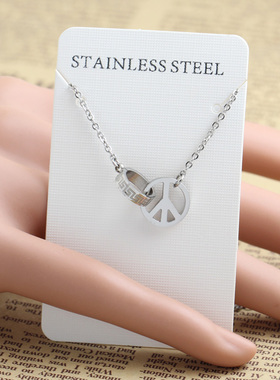 港风和平符号加小圆环项链潮ins嘻哈女冷淡风卫衣吊坠锁骨链颈链