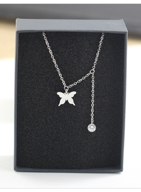 蝴蝶流苏闪钻项链女款精致高级感轻奢配饰小众气质百搭锁骨链颈链