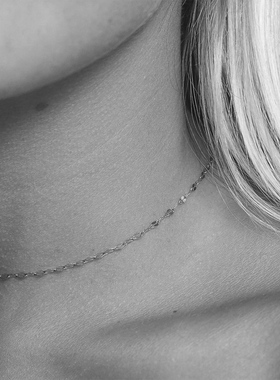 精致闪链单链裸链条项链女钛钢基础万能链链高级感锁骨链素链配饰
