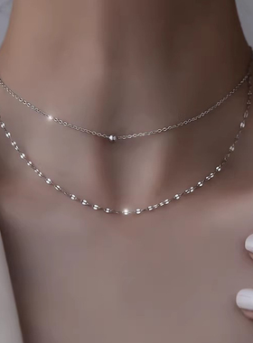 转运珠小圆珠金豆项链女简约短款简单choker锁骨链双层叠戴颈链女