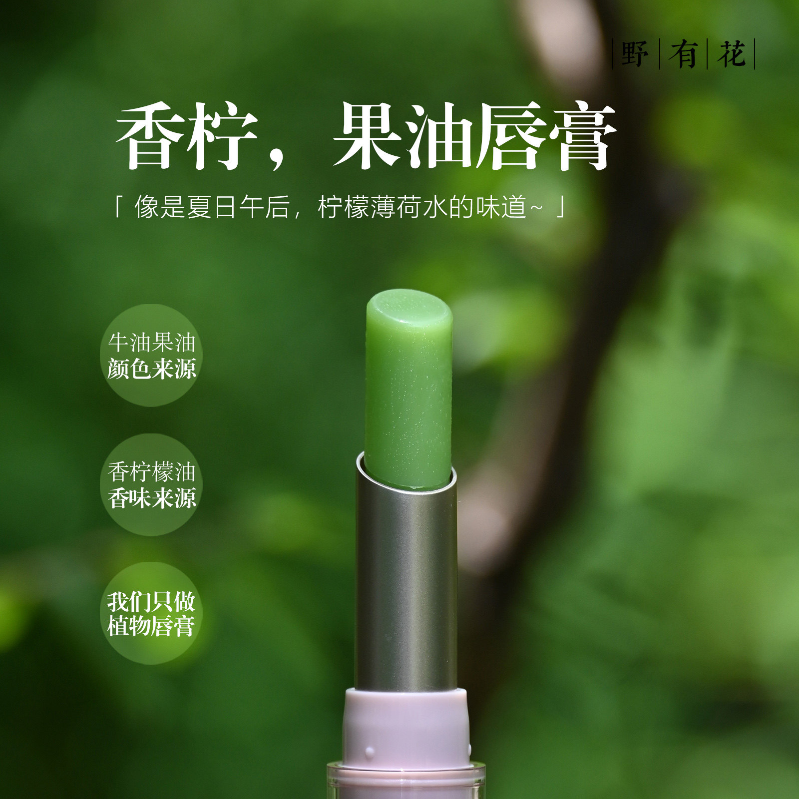 夏日柠檬水的味道~香柠檬精油润唇膏保湿 牛油果润泽防干燥唇部