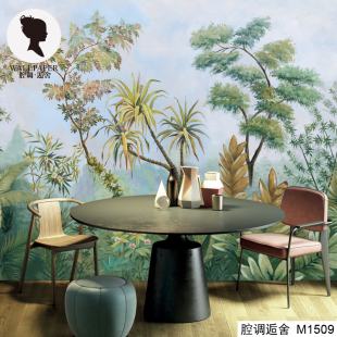 植物客厅酒店卧室欧美墙布背景M1509 腔调壁画手绘高清西洋画美式