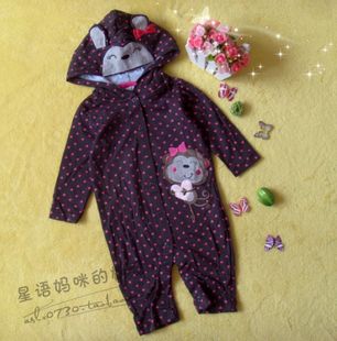 外带帽长袖纯棉宝宝外出服连体婴儿童装连身衣哈衣爬服0-1岁2398