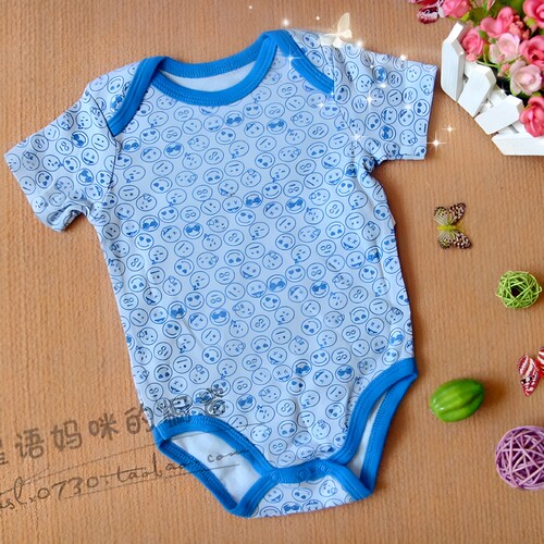 特外贸原单纯棉婴儿衣服短袖三角哈衣包屁衣连体衣爬服0-2岁2373D