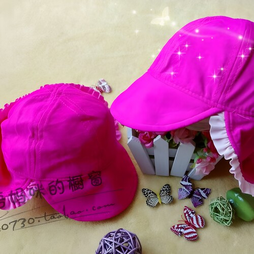 外贸原单防紫外线帽护脖婴儿女童男童防晒帽遮阳帽泳帽0-2岁2247A
