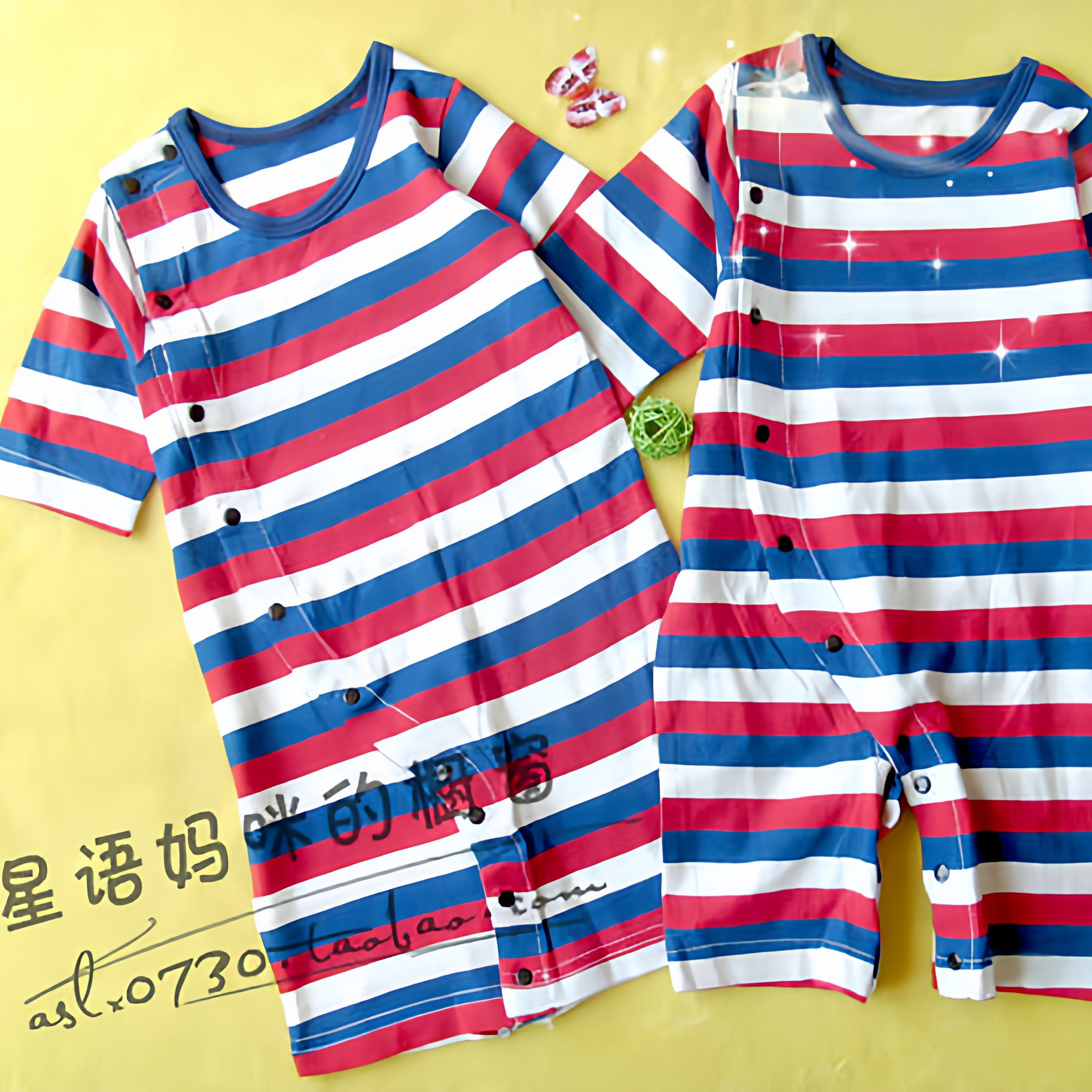 外贸原单宝宝婴儿衣服春夏装纯棉连体衣两用睡袍哈衣50-60码2036