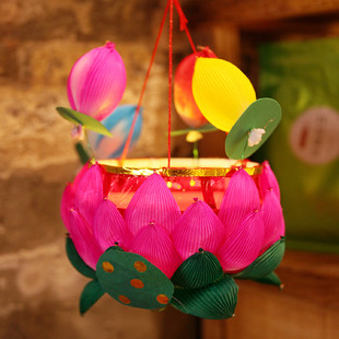 秦淮荷花灯笼 非遗手工艺品拍照摄影莲花复古风手提发光纸艺宫灯