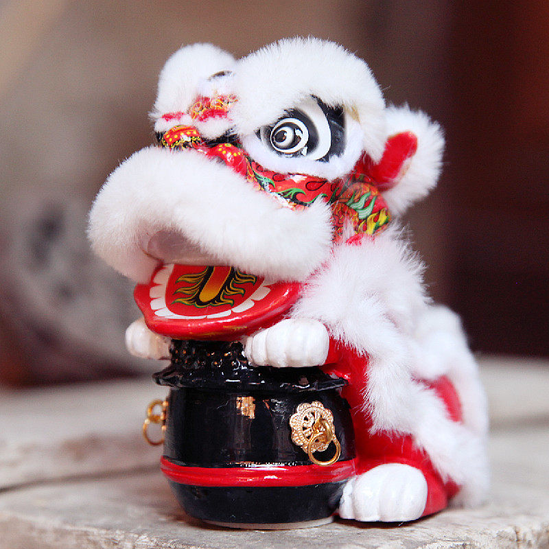 非遗手工艺品摆件鼓面醒狮舞狮子汽车摆件伴手礼物玩偶玩具礼盒装,特色手工艺,其他特色工艺品,淘宝优惠券,粉丝福利购,淘宝优惠卷