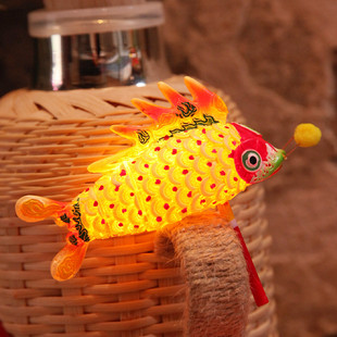 安徽州鱼灯磁吸冰箱贴 带灯发光锦鲤金鱼迷你小灯笼礼物礼盒装