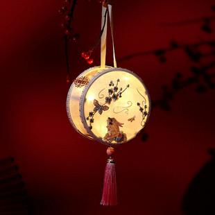 月兔子中国风刺绣灯笼中秋节礼物复古风宫灯汉服手工手提花灯成品