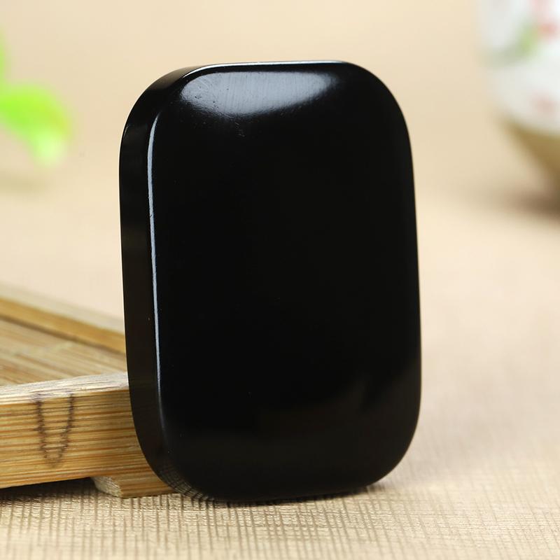 天然和田玉墨玉平安无事牌吊坠