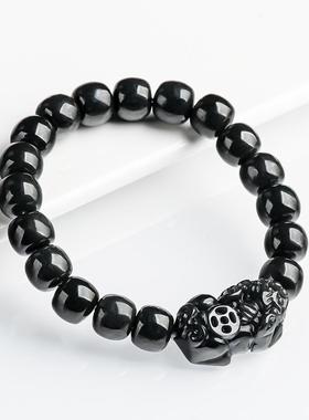 新疆和田玉墨青玉貔貅手链手串