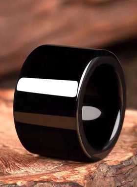 正品天然A货翡翠墨玉扳指黑色玉石戒指男士指环简约手饰四爷同款