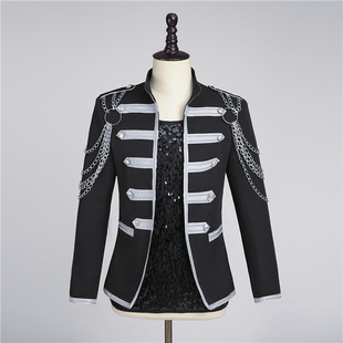 EXO同款男团舞台表演休闲西装 红色重手工司仪主持人魔术师演出服