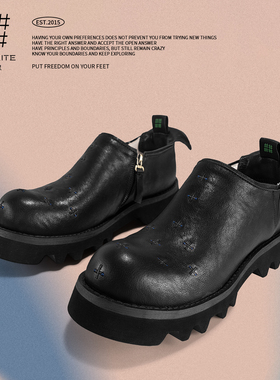 编界Rewrite信 刺绣德比鞋厚底原创设计师风高街男女真皮鞋2024ss