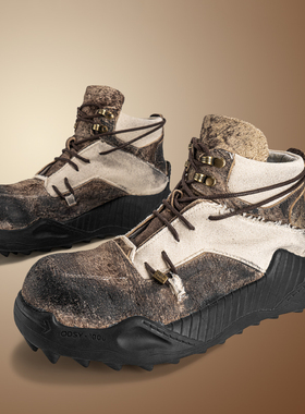 【沙宝亮同款】编界rewrite酷 复古休闲厚底鞋牛皮中帮鞋运动男女