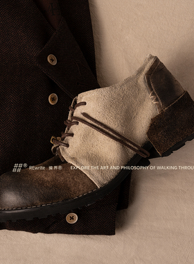 【张嘉元同款】编界Rewrite界 原创日系复古手工鞋做旧皮鞋男女