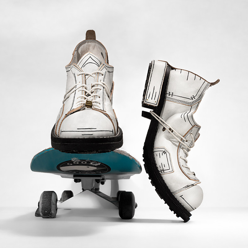 编界rewrite 番 虎年二次元设计休闲复古皮鞋男女情侣固特异款