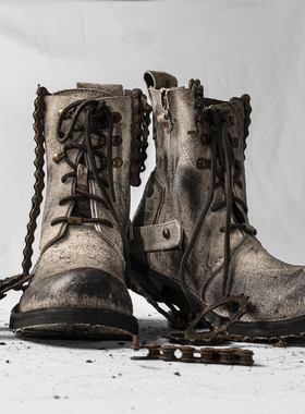 编界Rewrite 羁 休闲高帮鞋复古做旧鞋手工透气牛皮马丁靴工装靴