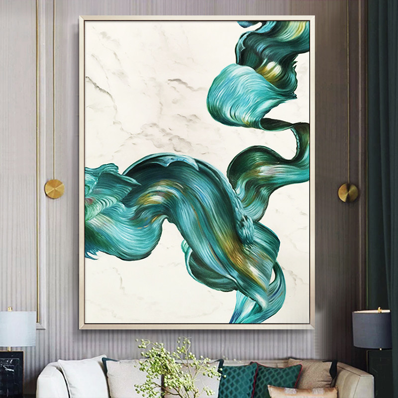 尚尚木莲现代轻奢入门玄关装饰画客厅走廊过道挂画竖版抽象油画