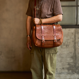 牛爷制包手工皮具复古邮差包斜挎信使单肩包真皮背包男