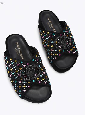 【TT Heavi】直邮代购 麂皮彩色铆钉松糕厚底交叉女拖鞋 26春夏