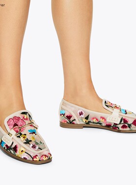 【TT Heavi】直邮代购 网纱彩色刺绣花朵金扣平底女乐福鞋 26春夏