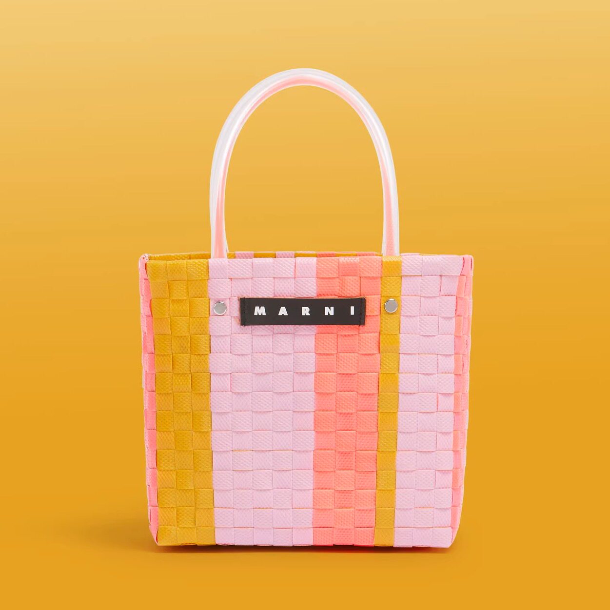 Marni Market 直邮代购 尼龙编织透明柄彩色条纹菜篮女包 25春夏