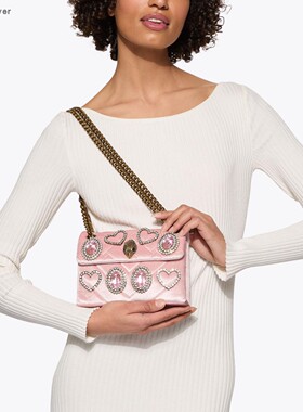 【TT Heavi】直邮代购 丝绒水钻心形链条小方翻盖方女包 26春夏