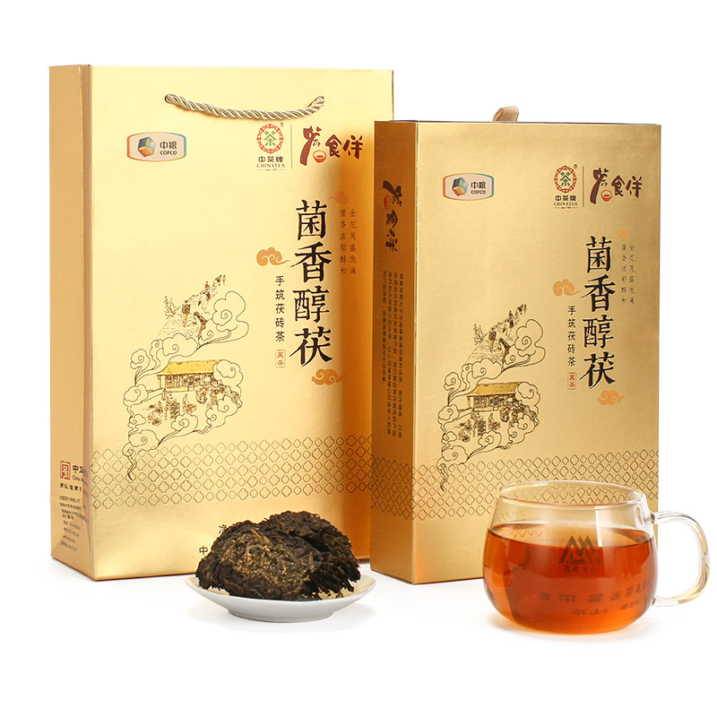 中茶 湖南安化黑茶  正宗手筑茯砖 菌香醇茯1kg 中粮出品