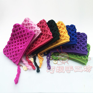 包邮粉红色圈圈包手工钩包成品 时尚女式钱包 手拿钱包