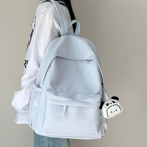 书包初中女生高颜值简约百搭纯色大学生双肩包女ins高中生背包