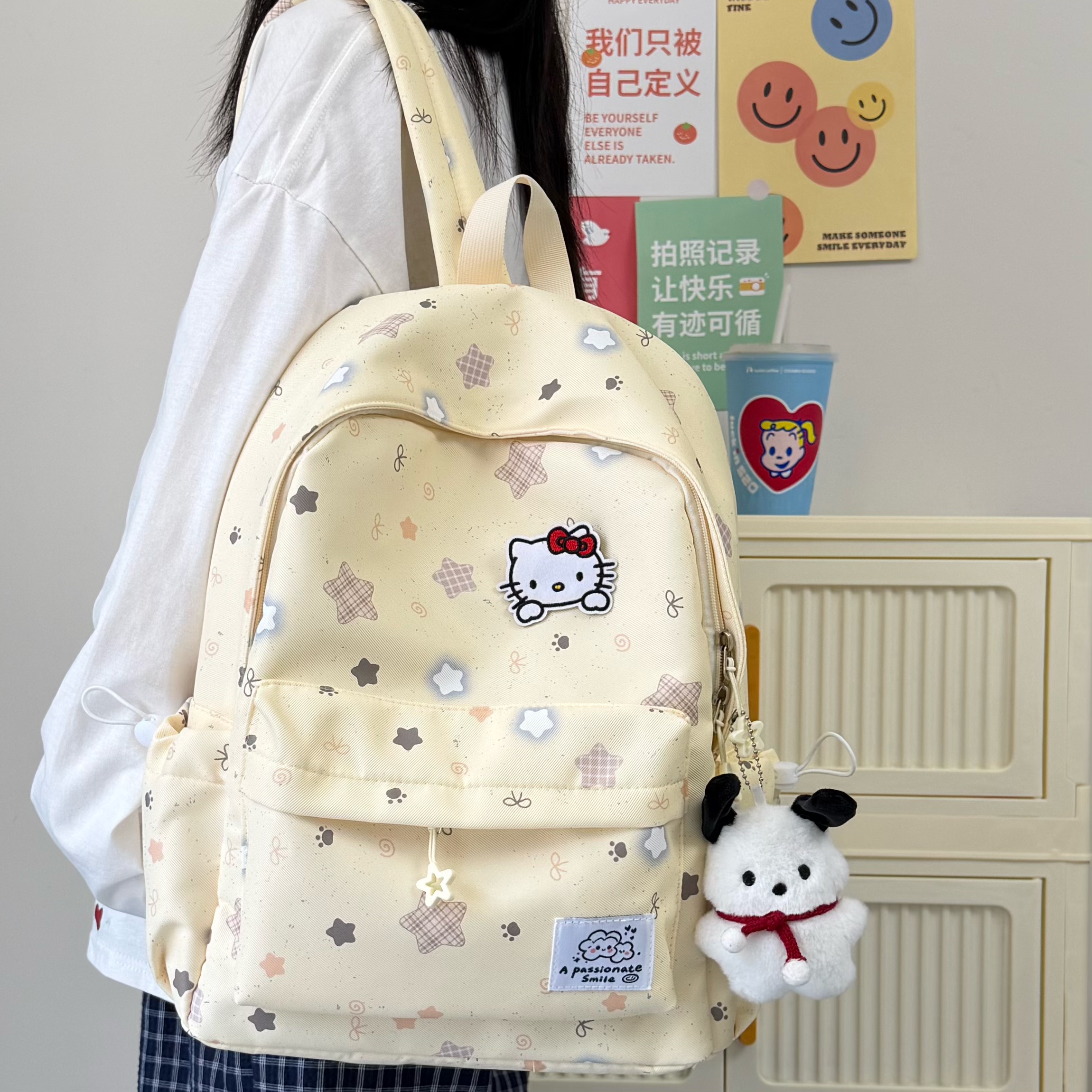 鑫达诺书包女大学生简约百搭高级感背包日系ins双肩包