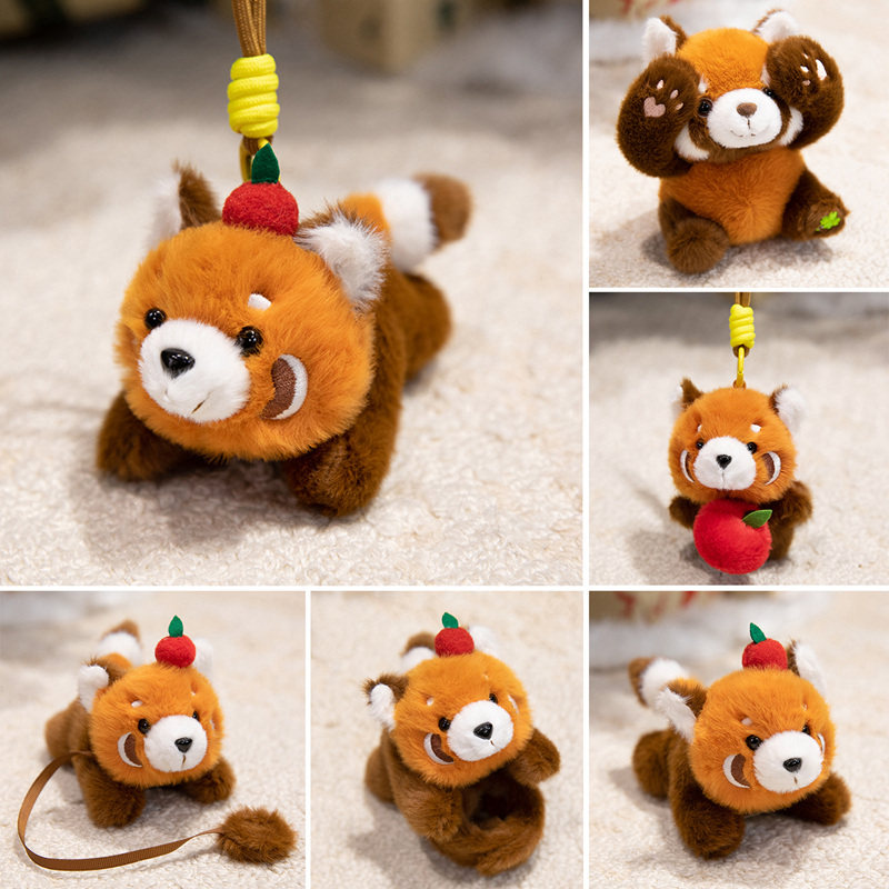 可爱小熊猫毛绒玩具公仔浣熊啪啪圈发箍站肩玩偶包挂件儿童礼物女