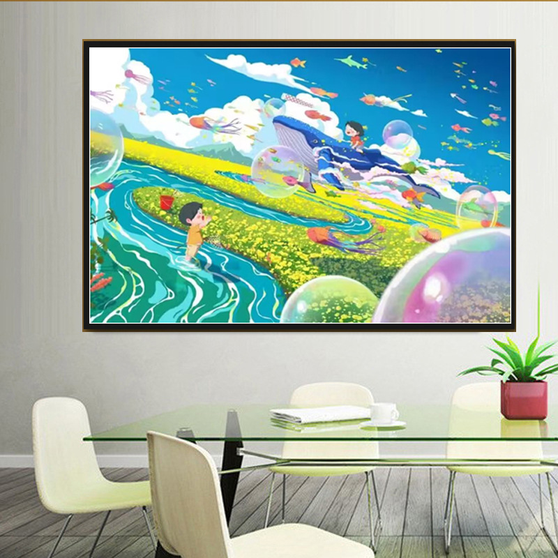 大鱼海棠十字绣2024新款线绣客厅小幅卧室儿童小件金丝布大格