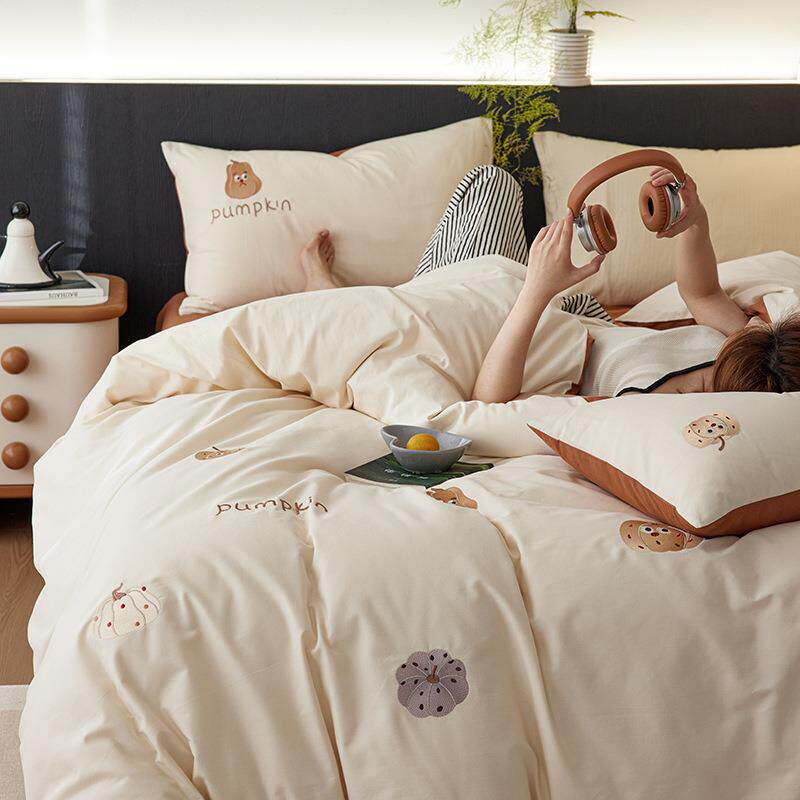 海门区久莎纺织品经营部A类100s长绒棉全棉磨毛刺绣四件套秋冬季