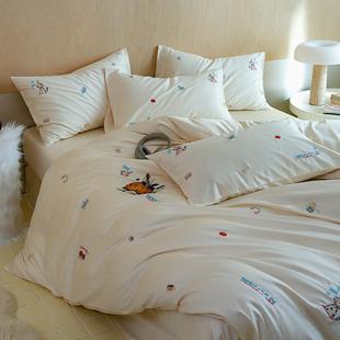 通州区雅佰庭纺织品厂A类ins卡通可爱100s长绒棉全棉四件套可裸睡