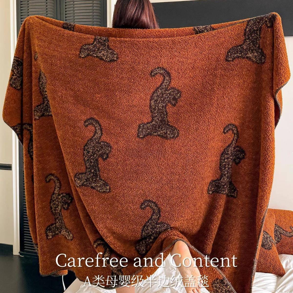 南通市通州区婷儿布艺家居有限公司A类半边绒轻奢毛毯中古风艺术