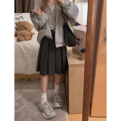 miu系半身裙百褶裙中长裙