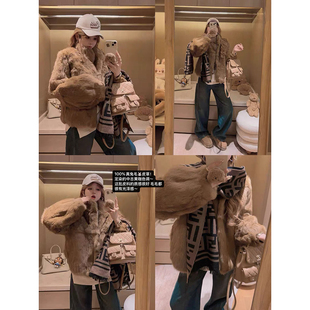 100%真兔毛皮草外套立领外套 Yukiss 中古定染色