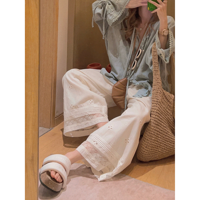 Yukiss高腰阔腿直筒休闲裤