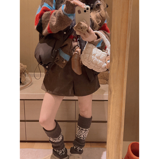 复古加绒灯芯绒短裤 半松紧腰 时髦单品 Yukiss