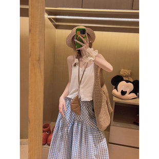 bm风白色花边小吊带～ 透气棉质 甜甜girl Yukiss