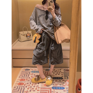 裤 复古多口袋水洗旧牛仔五分工装 citywalk Yukiss