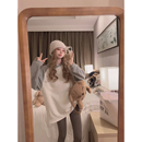 撞色加绒套头卫衣女冬韩系宽松圆领百搭时髦打底衫 Yukiss 插肩袖