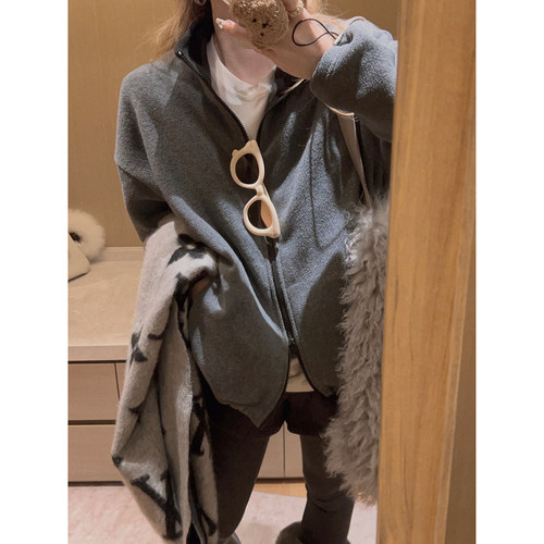 Yukiss【改良版！miu感双面摇粒绒立领拉链卫衣外套】