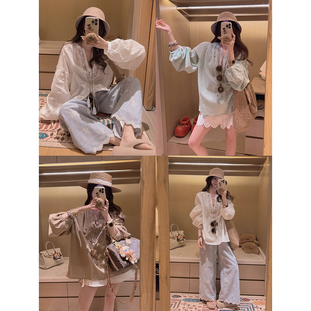 Yukiss【亚麻系列！水溶蕾丝刺绣+藏肉肉灯笼袖衬衫～】