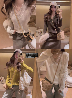 Yukiss【本期B囤！精致感升级/蕾丝拼接V领针织衫～】